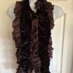 Elegant Brown velvet Ruffled Scarf